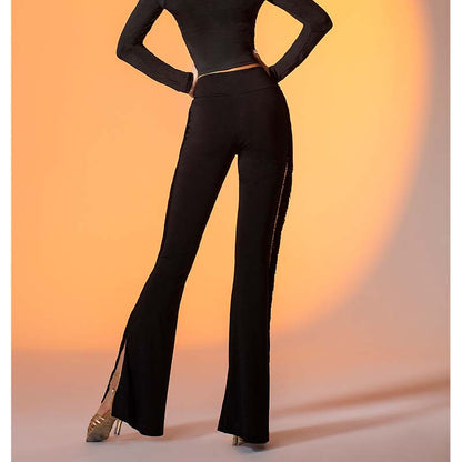 WJJ Women's High-waist Tassels Latin Dancewear Training Performance Dance Pants
