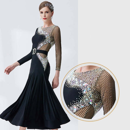YUN Customisable-Women's Diamonds Ballroom Dancewear Modern Cotillion Waltz Dance Dress