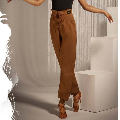 WJJ Women's High-waist Rope-tied National Standard Dance Pants Training Clothes