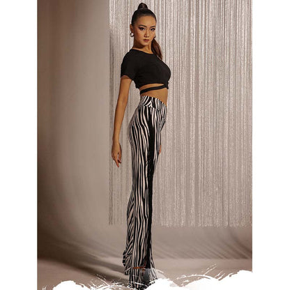 WJJ Women's High-waist Tassels Latin Dancewear Training Performance Dance Pants
