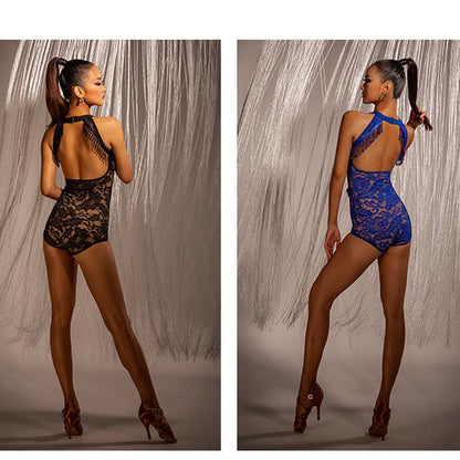 WJJ Royalblue Lance Dance Wear Bodysuit Training Performance Tops