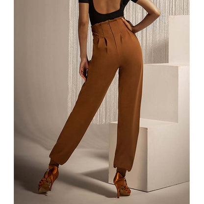 WJJ Women's High-waist Rope-tied National Standard Dance Pants Training Clothes