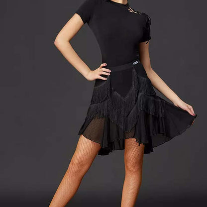 HC-Women's Black Tassel Dance Skirts Training Performance Skirts