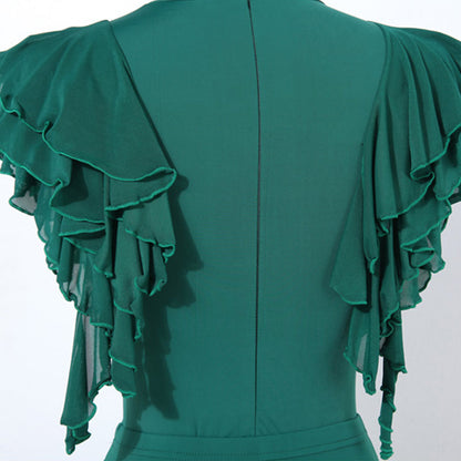 Women's Short Sleeve Ruffle Latin Dance Tops Dance Bodysuit Dance Wear