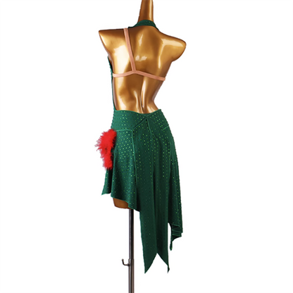 Customisable-Women's Sleeveless Rhinestone Rumba Latin Dance Dresses Performance Dresses
