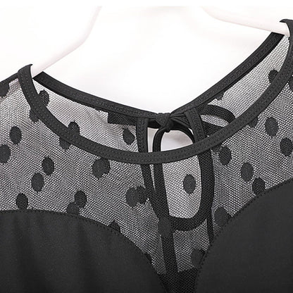 Women's Polka Mesh Modern Dance Performance Dress Waltz Ballroom Dance Dress