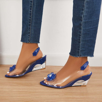 Clear Slingback Flower Rhinestone Sandals
