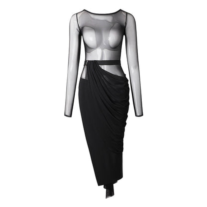 Z Women's Chinlon Splicing Latin Dance Dress Dance Wear Training Performance Dress