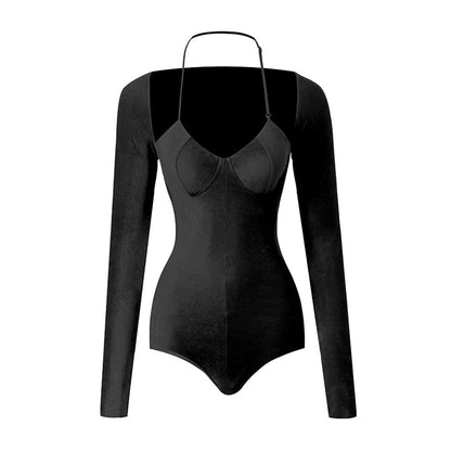 Z Women's Milk Silk Long Sleeve Bodysuit Practice Dance Wear