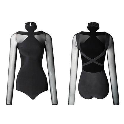 Z Women's Milk Silk Long Sleeve Bodysuit Practice Dance Wear