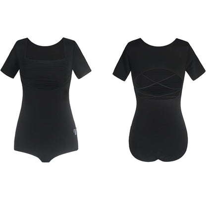 WJJ Women's Backless Dance Bodysuit Ballroom Dance Tops Professional Training Clothes