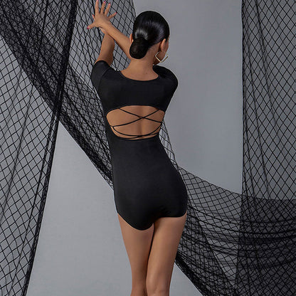 WJJ Women's Backless Dance Bodysuit Ballroom Dance Tops Professional Training Clothes