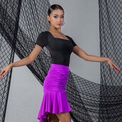 WJJ Women's Backless Dance Bodysuit Ballroom Dance Tops Professional Training Clothes