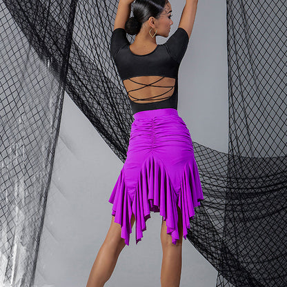 WJJ Women's Latin Dance Skirt Standard Short Skirt Training Clothing