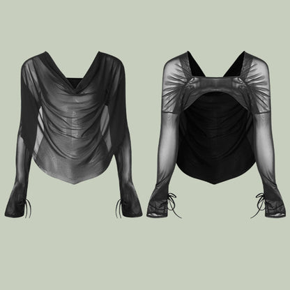 Z Women's Mesh Long Sleeve Latin Dance Tops Dance Wear Dance Tops