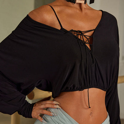 Z Women's Long Sleeve Latin Dance Wear Dance Tops(Without Bra)