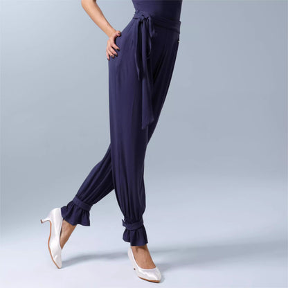 TID Women's High Waist Pants Ballroom Dance Wear Training Performance Pants