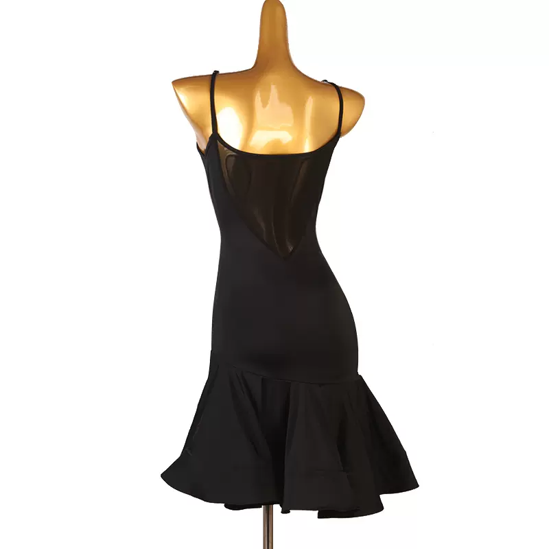 Customisable-Women's Black V-Neck DanceWear Dance Dress Performance Wear