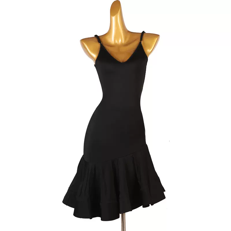 Customisable-Women's Black V-Neck DanceWear Dance Dress Performance Wear