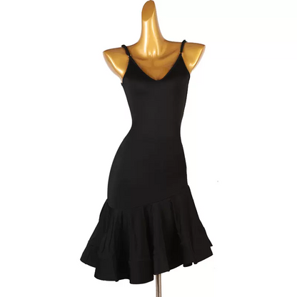 Customisable-Women's Black V-Neck DanceWear Dance Dress Performance Wear