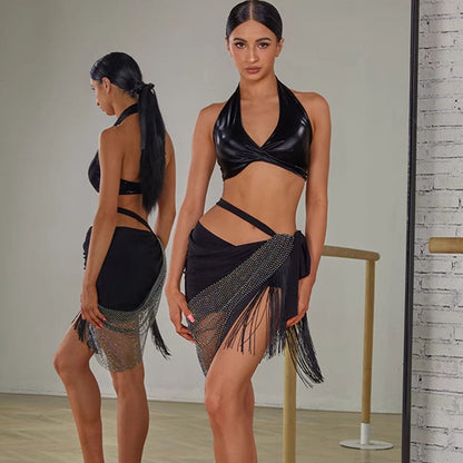 Z Women's Milk Silk Fabric Tassel Dance Skirt Training Performance Dancewear