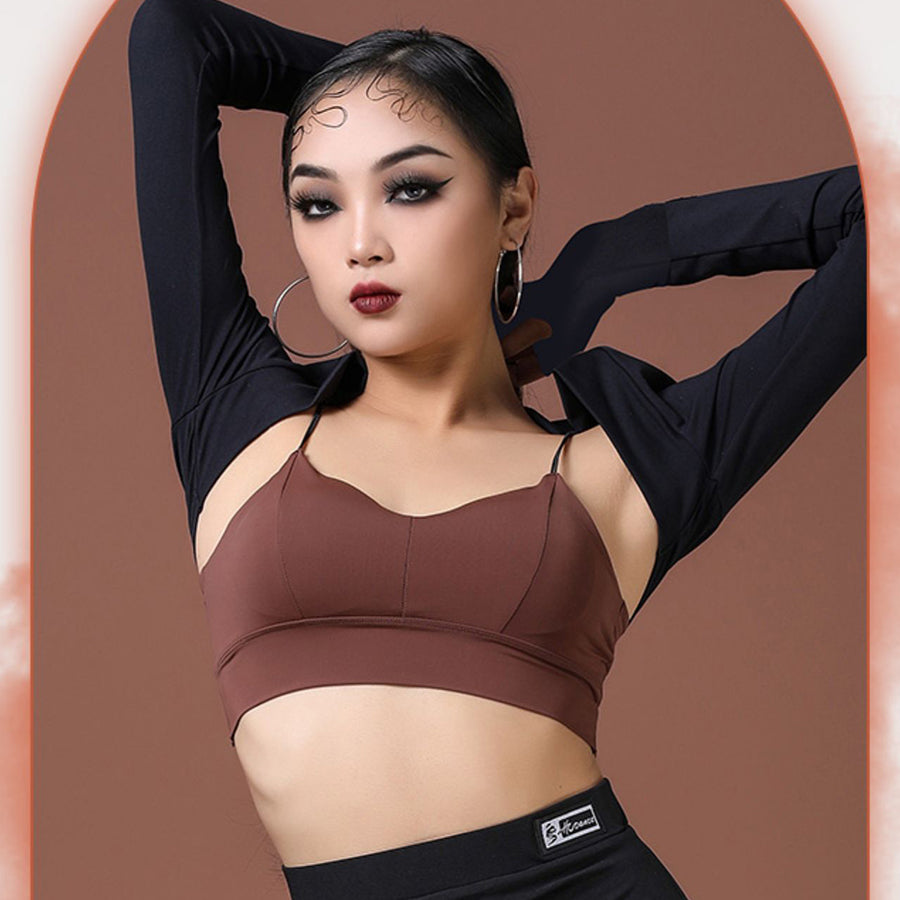 HC Women's Black Mesh Long Sleeve Dance Bodysuit DanceWear Performance Clothes