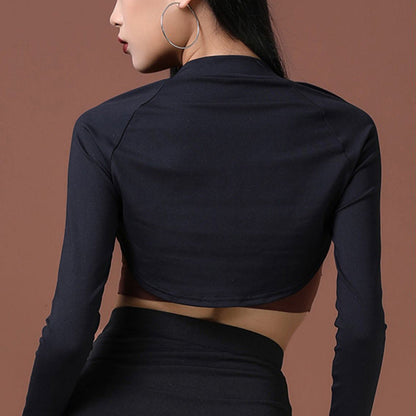 HC Women's Black Mesh Long Sleeve Dance Bodysuit DanceWear Performance Clothes