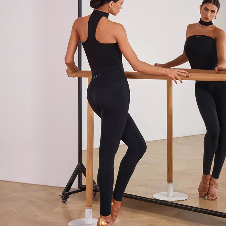 Z Women's Black High Waist Pants Latin Dance Wear Training Performance Pants