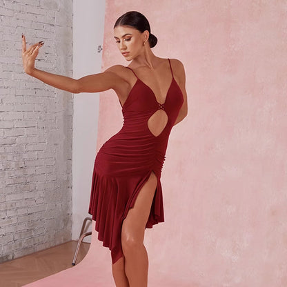 Z Women's Halter Backless Dance Dress DanceWear Training Performance Dress