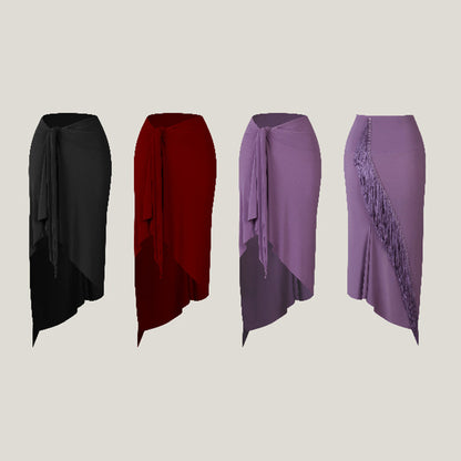 Z Women's Milk Silk Tassel Dance Skirt Training Performance Dancewear