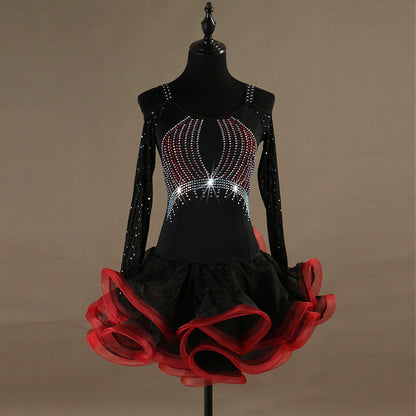 Customisable-Spandex Crystals Latin Dance Dress Competition Dress Performance Dress