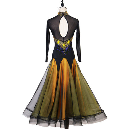 Customisable- Women's Hight Neck Modern Performance Competition Dress Waltz Ballroom Dance Dress