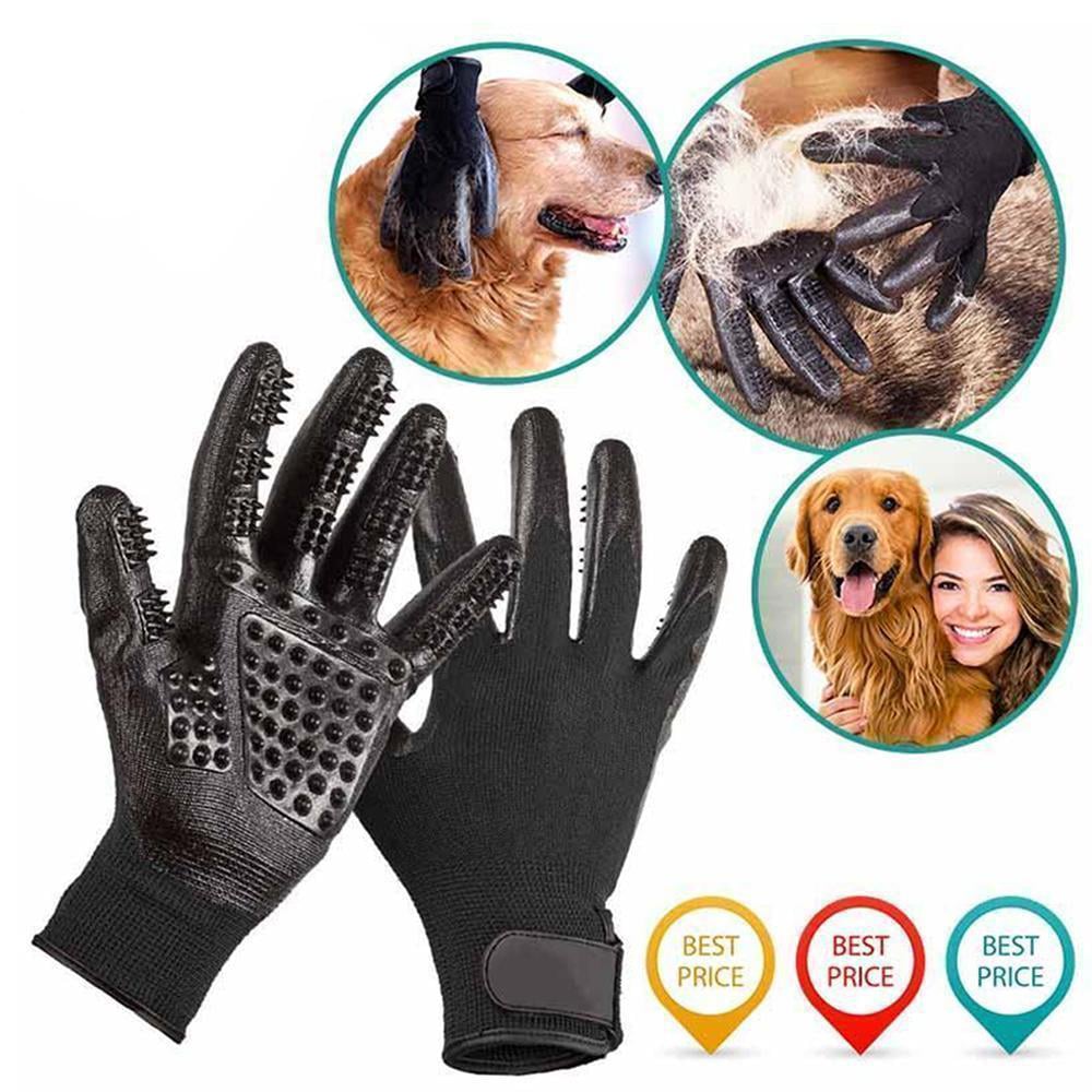 Pet Grooming Gloves For Cats, Dogs & Horses - ( 1 Pair )