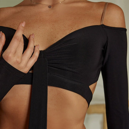 Z Women's V-Neck Sling Long Sleeve Dance Tops Practice DanceWear