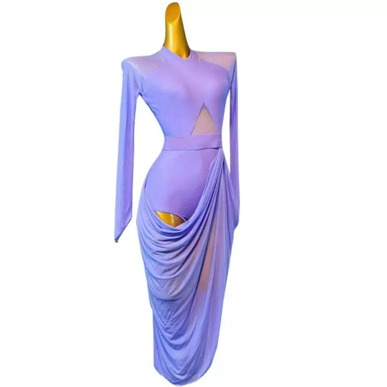 Customisable-Women's Long Sleeve DanceWear Dance Dress Performance Wear