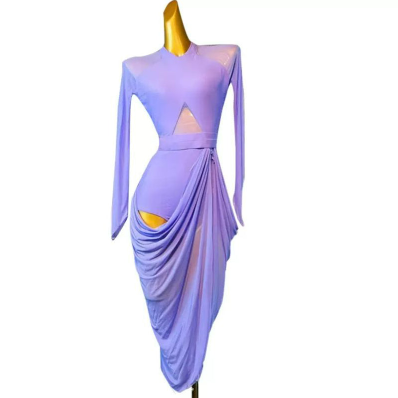 Customisable-Women's Long Sleeve DanceWear Dance Dress Performance Wear