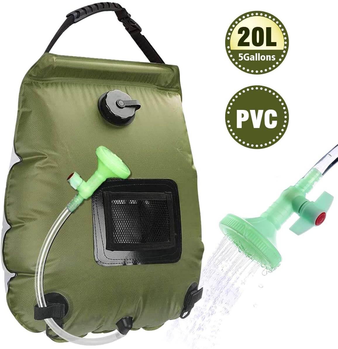 [Affordable and Portable]20 L / 5 Gallons Portable Camping Solar Shower