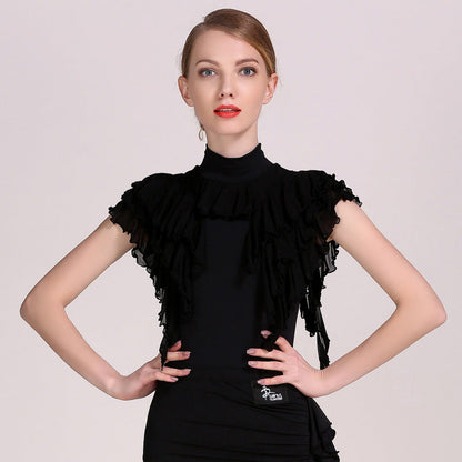 Women's Short Sleeve Ruffle Latin Dance Tops Dance Bodysuit Dance Wear