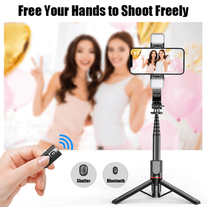 [2022 Latest]Bluetooth Selfie Stick, Tripod With Fill Light