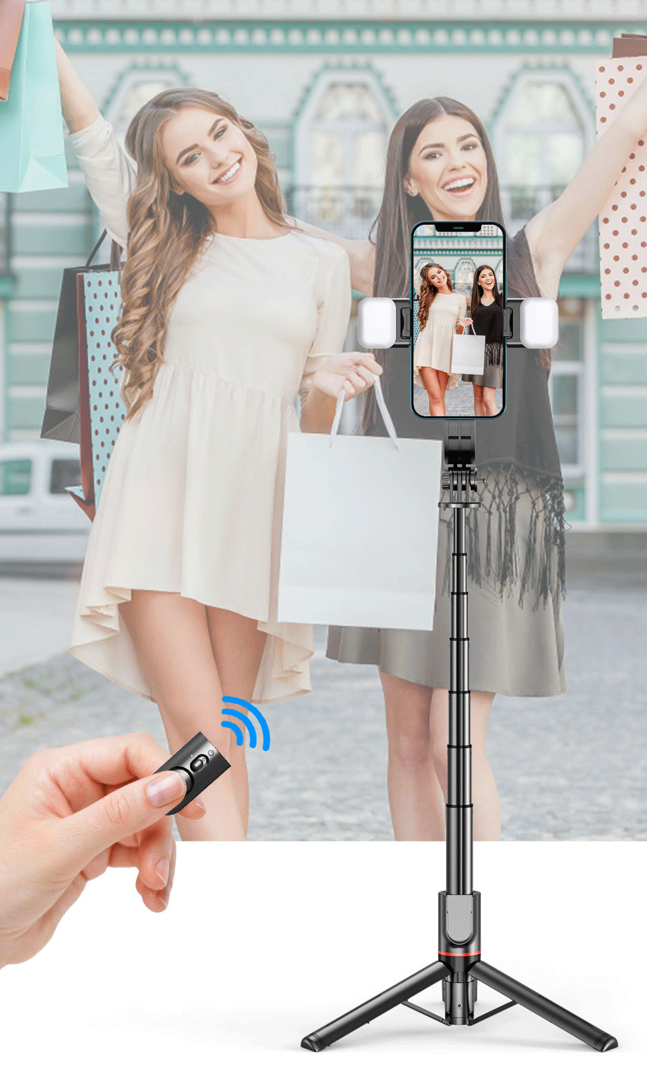[2022 Latest]Bluetooth Selfie Stick, Tripod With Fill Light