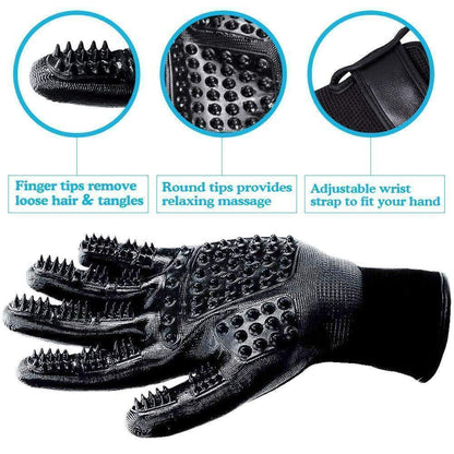 Pet Grooming Gloves For Cats, Dogs & Horses - ( 1 Pair )