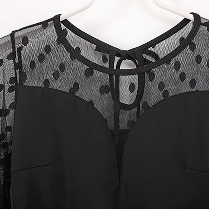 Women's Polka Mesh Modern Dance Performance Dress Waltz Ballroom Dance Dress
