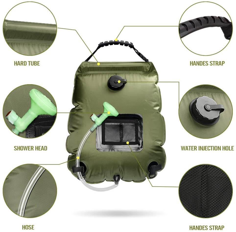 [Affordable and Portable]20 L / 5 Gallons Portable Camping Solar Shower