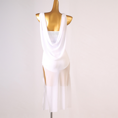 Customisable-Women's One Shoulder Latin Dance Dress Rumba Dance Practice Dresses Performance Dresses