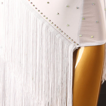 Customisable-Women's Performance Long Sleeve Tassel Latin Salsa Dance Dress Competition Dress