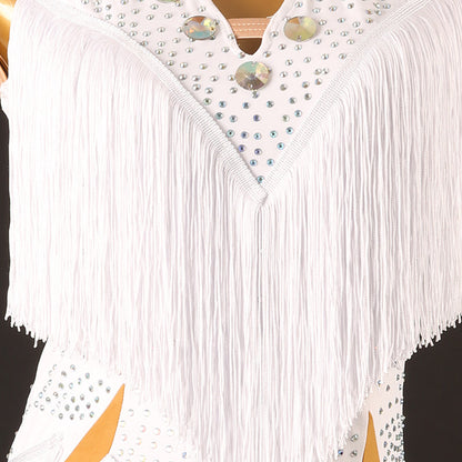 Customisable-Women's Performance Sleeveless Tassels Latin Salsa Dance Dress Competition Dress
