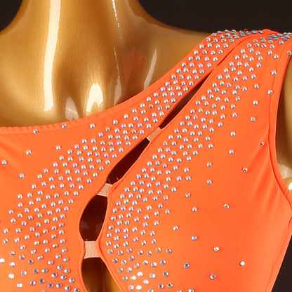 Customisable-Women's Performance Sleeveless Tassel Latin Salsa Dance Dress Competition Dress