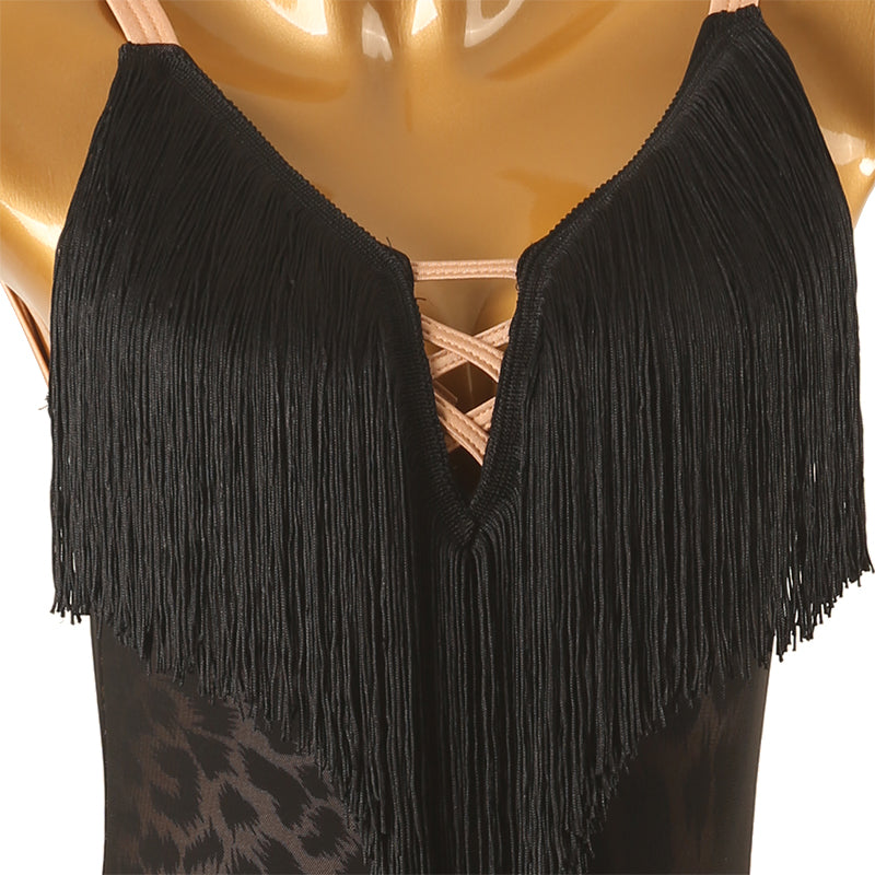Customisable-Women's Performance Sleeveless Tassel Latin Salsa Dance Dress Competition Dress