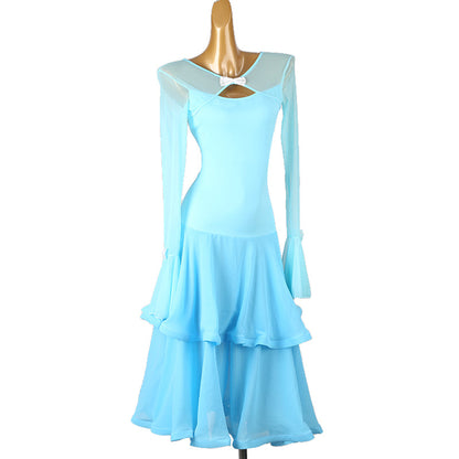 Customisable-Women's Long Sleeve Modern Dance Performance Dress Ballroom Dance Dress