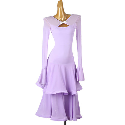 Customisable-Women's Long Sleeve Modern Dance Performance Dress Ballroom Dance Dress